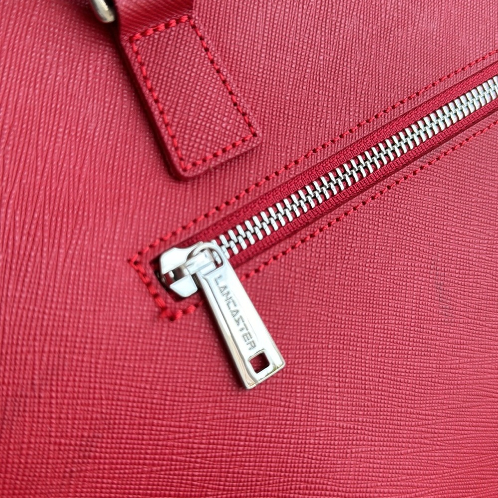 MADE IN FRANCE Lancaster M Bag Adele red satchel crossbody strap saffiano $229 - Picture 8 of 16